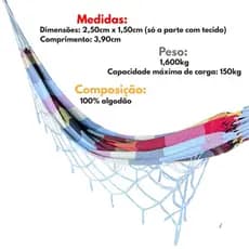 Rede de Descanso ou Dormir Casal Luxo Super Resistente Elegante Colorida Reforçada Nordeste Nó Forte