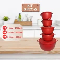 Kit Jogo De Potes Cozinha C/5 Peças De Plastico Hermetico Resistente Ideal para Armazenar Alimentos