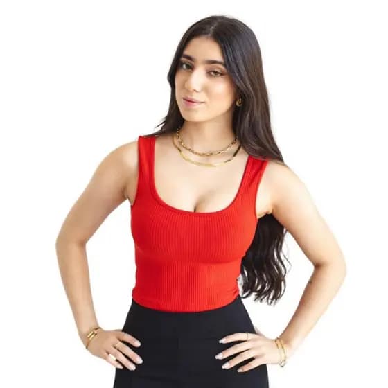 Blusa Cropped Feminino Canelado de Alça