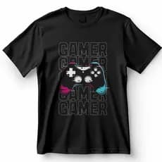 Camiseta Controle Gamer Glitch Neon Estilo Cyberpunk Moderno Blusa Camisa 100% Algodão