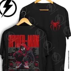 Camiseta Miles Morales Spider-Man Homem Aranha Frente E Verso Blusa Camisa 100% Algodão