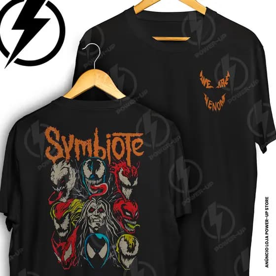 Camiseta Symbiote Venom Carnificina Frente E Verso Blusa Camisa 100% Algodão