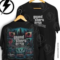 Camiseta Gta San Andreas Grand Theft Auto Jogo Frente E Verso Blusa Camisa 100% Algodão
