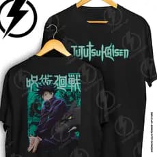 Camiseta Jujutsu Kaisen Megumi Fushiguro Anime Frente E Verso Blusa Camisa 100% Algodão