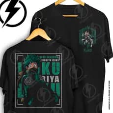Camiseta Boku No Hero Deku Izuku Midoriya Anime Frente E Verso Blusa Camisa 100% Algodão
