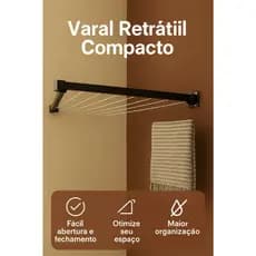 Varal Retrátil de Parede  Dobrável  —Envio Full-  5 Fios Reforçados, Econômico e Prático ideal para Apartamentos