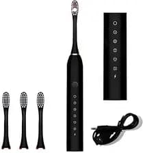 Escova de Dente Elétrica Ultrassônica Recarregável USB 6 Modos Escovação Escova Dental Elétrica Com 4 Refis Limpeza Prof