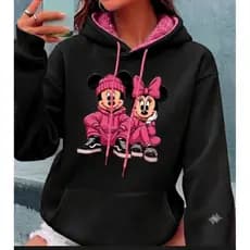 Moletom Feminino Mickey Minnie Capuz Pelúcia Rosa Casaco Blusa De Frio Blogueira