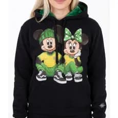 Moletom Feminino Mickey e Minnie Casual com Capuz Peluciado