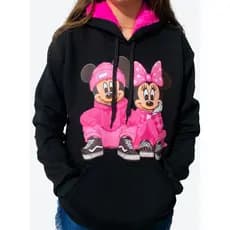 Moletom Canguru Mickey Minnie Capuz Pelúcia Rosa Blusa De Frio Luxo