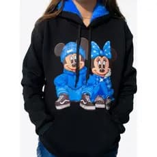 Moletom Mickey e Minnie Premium com Capuz de Pelúcia