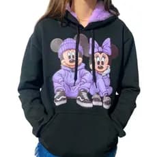 Moletom Feminino Mickey Minnie Capuz Pelúcia Rosa Casaco Blusa De Frio