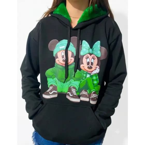 Moletom Com Capuz Forrado Pelúcia Blusa De Frio Feminina Canguru