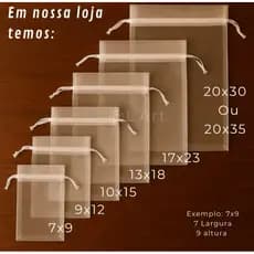kit 10/20/50/100 Un Saco Saquinho Organza 7x9 9x12 10x15 13x18 17x23 20x30 20x35 Branco Lembrancinha  festa Casamento