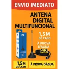 Antena Digital Multifuncional 4k FULL HD  1,5 METROS com base magnética e prova d’água
