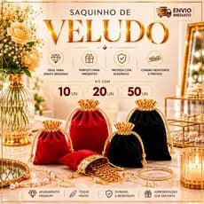 Kit com 10/20/50 Saquinhos Saco de Veludo 7x9/10x12/ 10x15 Lembrancinha Natal Jóias Festa Casamento