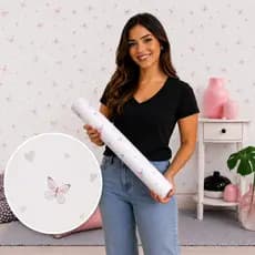 Papel de Parede Lavável Vinil Autocolante Borboletas para Quarto Menina Delicado