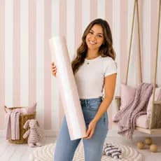 Papel de Parede Lavável Vinil Autocolante Listrado Rosê para Quarto