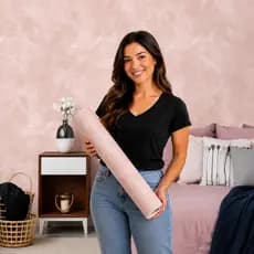 Papel de Parede Lavável Vinil Autocolante Cimento Queimado Rosê para Sala