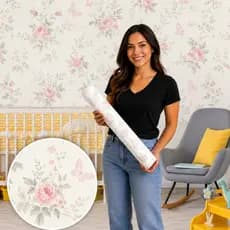 Papel de Parede Lavável Vinil Autocolante Floral Mariah para Sala