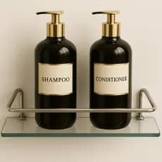 Porta Shampoo prateleira Reto Simples incolor vidro 30x10 cm
