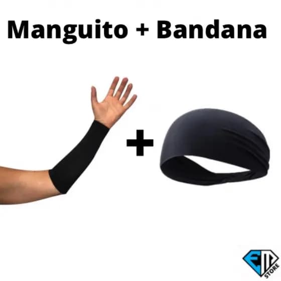 Manguito Mangote Curto + Bandana Protecao Faixa Suor Vôlei