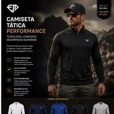 Camiseta Manga Comprida Proteção Solar UV50+ Secagem Rápida - Várias Cores