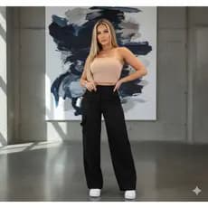 Calça Cargo virginia Boca De Sino Pantalona Alfaiataria Super Estilosa