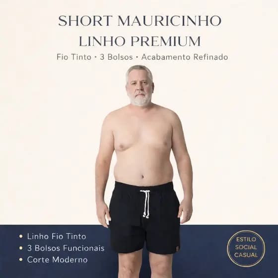 Short Mauricinho Plus Size Fio Tinto Linho 3 Bolsos – Conforto, Estilo e Qualidade!
