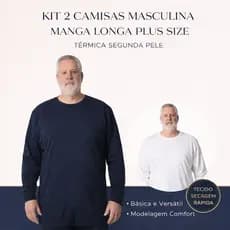 Kit 2 Camisas Masculinas Plus Size | Manga Longa | Malha Fria