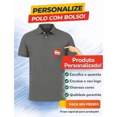 Camisa Polo Com Bolso Personalizada Logo Frente DTF Piquet Premium Uniforme Fardamento Empresa