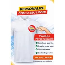 Camisa Personalizada Gola Polo Piquet Logo Frente DTF Uniforme Fardamento Empresa Poliéster Premium