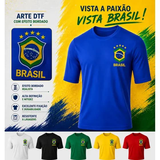 Camisa do Brasil Copa do Mundo Malha Fria Bandeira