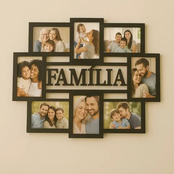 Mural Porta Retrato MDF para 8 Fotos 10x15 | Família, Decorativo e Pronto para Usar na Parede