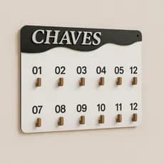 Porta Chaves C/ 12 Ganchos Numerado Organizador