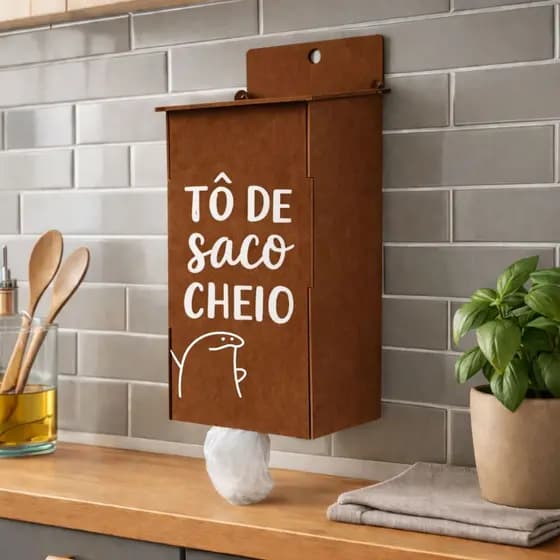 Puxa Saco Parede Mdf Organizador De Sacolas Cozinha Flork