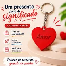 Chaveiro Coração Amor 3D Lembrancinha Romântica Presente Criativo Mimo Romântico Chaveiro Amor