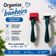 Suporte para Barbeador de Parede Feminino e Masculino Organizador para Banheiro Porta Barbeador Porta Aparelho de Barbea