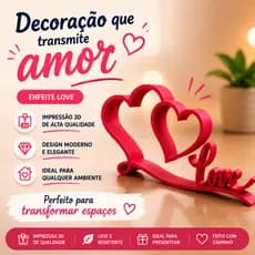 Enfeite Decorativo Love com Corações Decoração Romântica Presente para Casais Letreiro Love