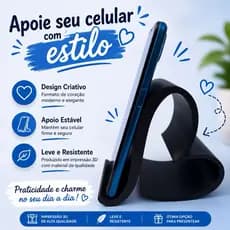 Suporte para Celular Coração | Porta Celular de Mesa Decorativo Presente Criativo
