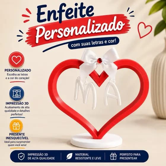 Coração Personalizado com Nomes | Presente Romântico Decorativo para Casais