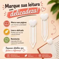 Marcador de Página Coração Delicado | Clip para Livros, Bíblia, Planner e Cadernos. Organizador de livros.