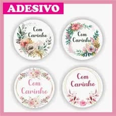 KIT CARTELA 120 ADESIVOS SELO COM CARINHO CLIENTE