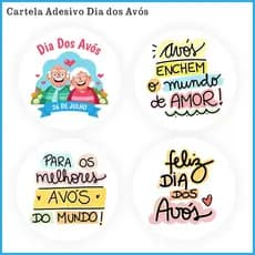 Kit 100 Etiquetas Adesivo Vinil Dia Dos Avós | Vovô Vovó