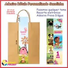 Adesivo Rótulo Para Sacola Kraft QUALQUER TEMA | Adesivo Personalizado Lembrancinha Aniversário | Adesivo Bolsinha