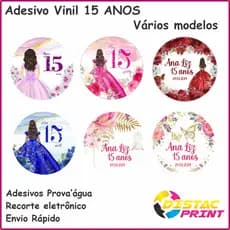 100 Adesivos Personalizado Aniversário 15 anos Debutante | Adesivo 15 anos
