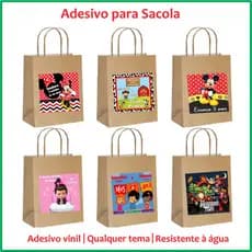 Rótulo Adesivo Para Sacola Kraft Personalizado | Qualquer Tema | Adesivo Bolsinha