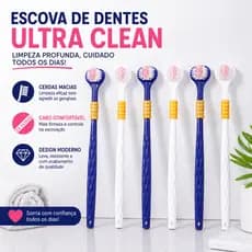 Escova Dental 3D 3 Lados Cerdas Macias de Alta Densidade Adulto Flexibilidade 360°