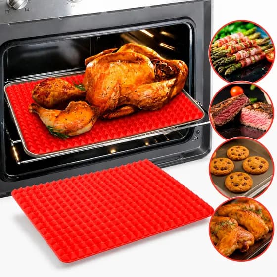 Tapete Culinário Antiaderente Assar Confeitaria Air Fryer Forno Silicone Antiaderente
