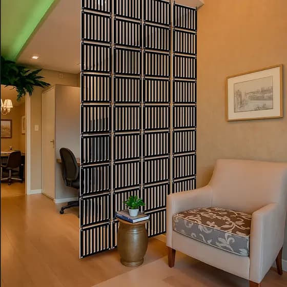 Divisória decorativa de MDF na cor preta de ambiente painel  premium kit 6 12 18 e 24